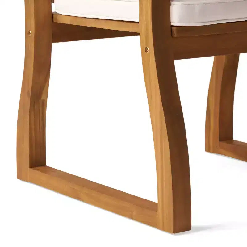 Christopher Knight Home Kittama Outdoor Acacia Wood and Rustic Metal 7 Piece Dining Set with Cushion, Teak and Cream