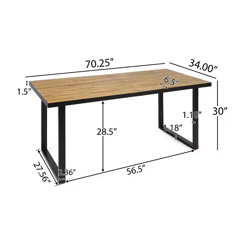 Christopher Knight Home Renata Outdoor Acacia Wood and Resin 7 Piece Dining Set with 70.25 Dining Table, Black/Teak