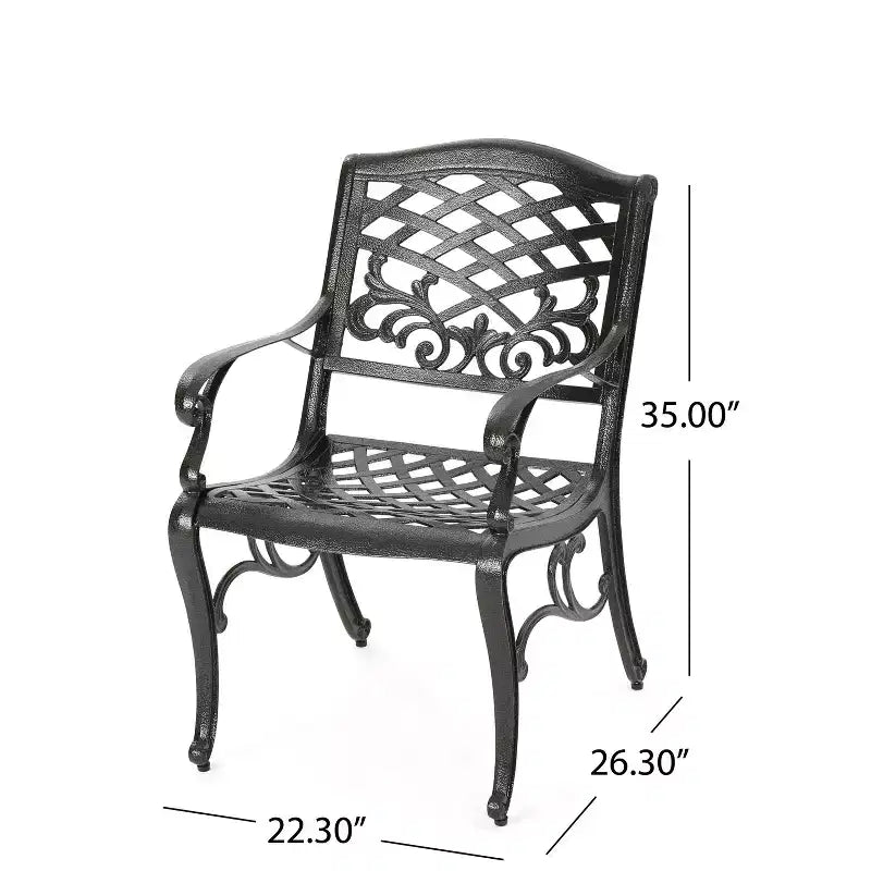 Christopher Knight Home Sarasota - Ensemble de salle à manger d'extérieur 5 pièces en fonte d'aluminium avec motifs floraux en spirale