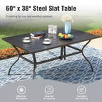 Captiva Designs Patio Dining Set with Slat-top Steel Table & Metal Chairs with Cushions