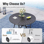 Captiva Designs Patio Dining Set with Slat-top Steel Table & Metal Chairs with Cushions