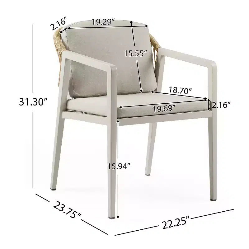 7-Piece Outdoor Dining Set Patio Set with PE Rattan Dining Chair and Extendable Dining Table, Acacia Wood, Gray+Natural-ModernLuxe