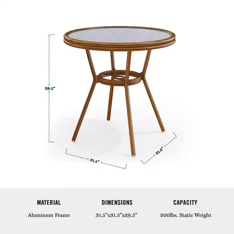 Martha Stewart Lily Pond Indoor-Outdoor Bistro Dining Table with 4 Stackable Bistro Chairs