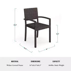 Martha Stewart Bedford 7-Piece Indoor-Outdoor Dining Set with 6 Stackable Dining Chairs and 62 Patio Table with Engineered Wood Top in Rattan Wicker