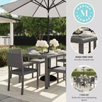 Martha Stewart Bedford 7-Piece Indoor-Outdoor Dining Set with 6 Stackable Dining Chairs and 62 Patio Table with Engineered Wood Top in Rattan Wicker