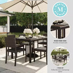 Martha Stewart Bedford 7-Piece Indoor-Outdoor Dining Set with 6 Stackable Dining Chairs and 62 Patio Table with Engineered Wood Top in Rattan Wicker