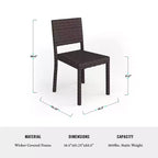 Martha Stewart Bedford 7-Piece Indoor-Outdoor Dining Set with 6 Stackable Dining Chairs and 62 Patio Table with Engineered Wood Top in Rattan Wicker