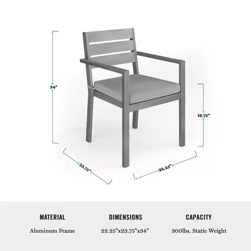 Martha Stewart Bedford Indoor-Outdoor Patio Set with 71 Table and 8 Dining Chairs with Brushed Woodgrain Aluminum Finish and All-Weather Seat Cushion