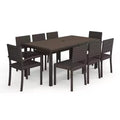 Martha Stewart Bedford 9-Piece Indoor-Outdoor Dining Set with 8 Stackable Dining Chairs and 71 Patio Table with Engineered Wood Top in Rattan Wicker