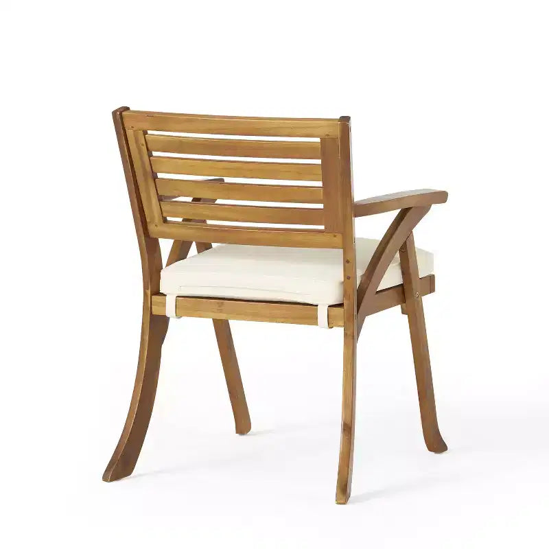 GDFStudio Lennox Ensemble de salle à manger d'extérieur 7 pièces en bois d'acacia avec coussins, teck/crème