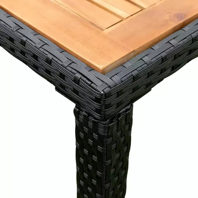 Whisen 7 Piece Outdoor Patio Wicker Dining Set with Acacia Wood Table Top, 6 Chairs