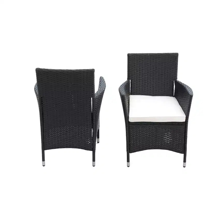 Whisen 7 Piece Outdoor Patio Wicker Dining Set with Acacia Wood Table Top, 6 Chairs