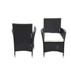 Whisen 7 Piece Outdoor Patio Wicker Dining Set with Acacia Wood Table Top, 6 Chairs