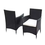 Whisen 7 Piece Outdoor Patio Wicker Dining Set with Acacia Wood Table Top, 6 Chairs