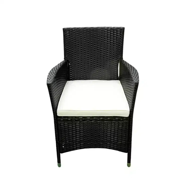 Whisen 7 Piece Outdoor Patio Wicker Dining Set with Acacia Wood Table Top, 6 Chairs
