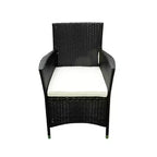 Whisen 7 Piece Outdoor Patio Wicker Dining Set with Acacia Wood Table Top, 6 Chairs