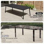 Crestlive Products 7pc Outdoor Dining set Patio Rectangle Table with Folding Chairs Aluminum Frame with Wood-Like Tabletop and Umbrella Hole