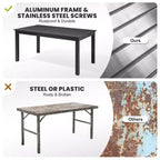 Crestlive Products 9pc Patio Expandable Dining Set Aluminum Outdoor 94.5'' Rectangular Table for 6 to 8 with Folding Chairs