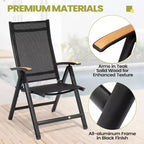 Crestlive Products 9pc Patio Expandable Dining Set Aluminum Outdoor 94.5'' Rectangular Table for 6 to 8 with Folding Chairs