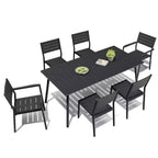 Crestlive Products 7pc Aluminum Patio Dinning Set 72in Table and 6 Chairs Plastic Wood Top with Umbrella Hole for Outdoor Pool Lawn