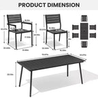 Crestlive Products 7pc Aluminum Patio Dinning Set 72in Table and 6 Chairs Plastic Wood Top with Umbrella Hole for Outdoor Pool Lawn