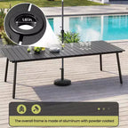 Crestlive Products 7pc Aluminum Patio Dinning Set 72in Table and 6 Chairs Plastic Wood Top with Umbrella Hole for Outdoor Pool Lawn
