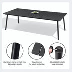 Crestlive Products 7pc Aluminum Patio Dinning Set 72in Table and 6 Chairs Plastic Wood Top with Umbrella Hole for Outdoor Pool Lawn