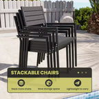 Crestlive Products 7pc Aluminum Patio Dinning Set 72in Table and 6 Chairs Plastic Wood Top with Umbrella Hole for Outdoor Pool Lawn