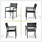 Crestlive Products 7pc Aluminum Patio Dinning Set 72in Table and 6 Chairs Plastic Wood Top with Umbrella Hole for Outdoor Pool Lawn