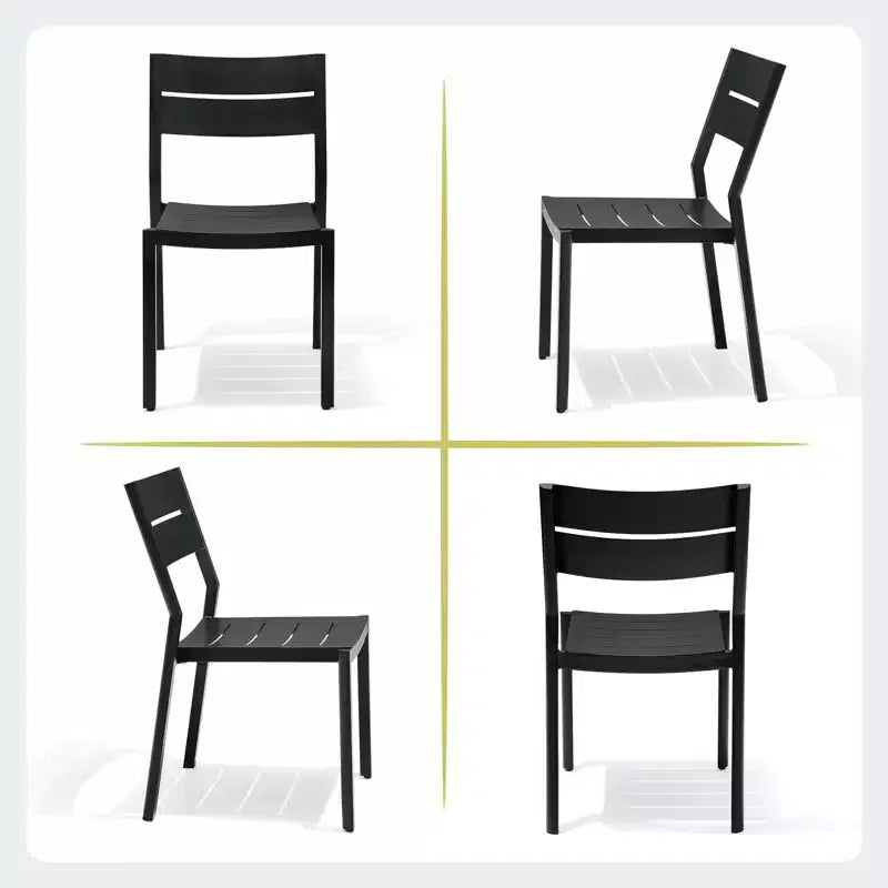 Crestlive Products 7pc Aluminum Patio Dinning Set 82.7in Table and 6 Chairs Aluminum Table Top Black for Outdoor Pool Lawn