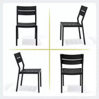 Crestlive Products 7pc Aluminum Patio Dinning Set 82.7in Table and 6 Chairs Aluminum Table Top Black for Outdoor Pool Lawn