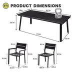 Crestlive Products 7pc Aluminum Patio Dinning Set 82.7in Table and 6 Chairs Aluminum Table Top Black for Outdoor Pool Lawn