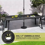 Crestlive Products 7pc Aluminum Patio Dinning Set 82.7in Table and 6 Chairs Aluminum Table Top Black for Outdoor Pool Lawn