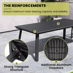 Crestlive Products 7pc Aluminum Patio Dinning Set 82.7in Table and 6 Chairs Aluminum Table Top Black for Outdoor Pool Lawn