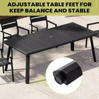 Crestlive Products 7pc Aluminum Patio Dinning Set 82.7in Table and 6 Chairs Aluminum Table Top Black for Outdoor Pool Lawn