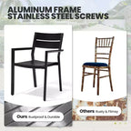 Crestlive Products 7pc Aluminum Patio Dinning Set 82.7in Table and 6 Chairs Aluminum Table Top Black for Outdoor Pool Lawn