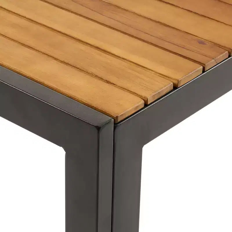 Christopher Knight Home Bellmill, ensemble de salle à manger d'extérieur 7 pièces en fer et bois d'acacia avec coussin, teck/noir