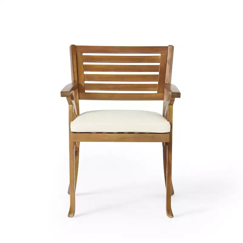 Christopher Knight Home Bellmill, ensemble de salle à manger d'extérieur 7 pièces en fer et bois d'acacia avec coussin, teck/noir