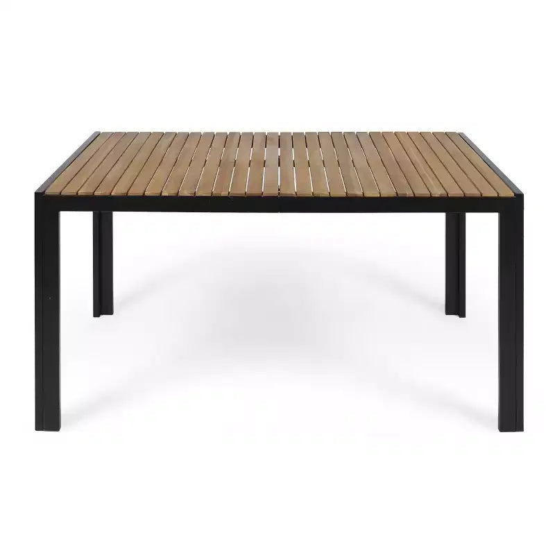 Christopher Knight Home Lemyra Outdoor Mesh and Acacia Wood 7 Piece Dining Set, Teak/Black