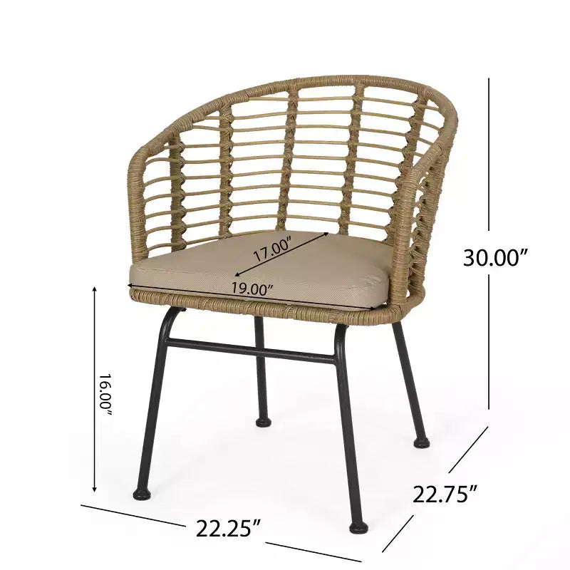 Christopher Knight Home Rogge Outdoor Wicker and Aluminum 7 Piece Expandable Dining Set with Cushion, Light Brown/Matte Black