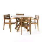 GDFStudio Brigitte Outdoor 5 Piece Rustic Acacia Wood Dining Set