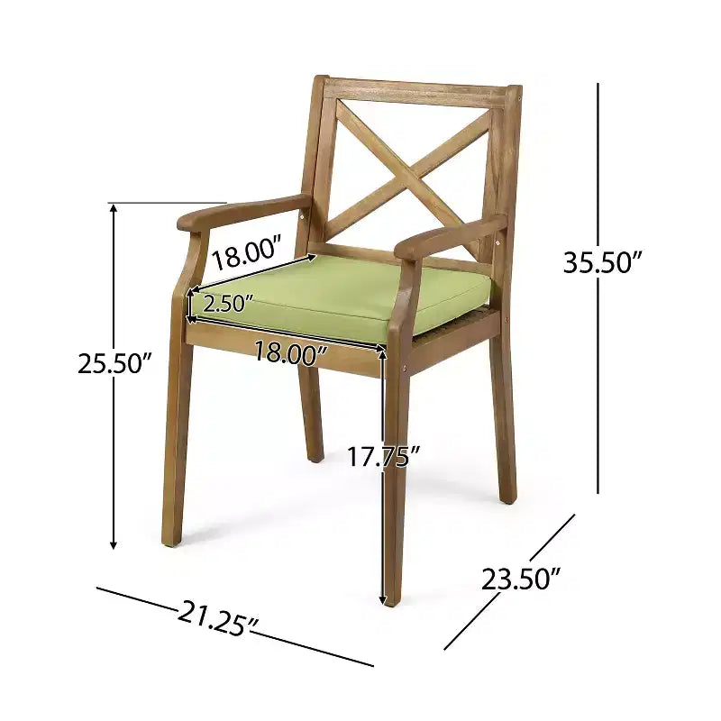Christopher Knight Home Llano Outdoor Acacia Wood 5 Piece Dining Set with Water Resistant Cushion