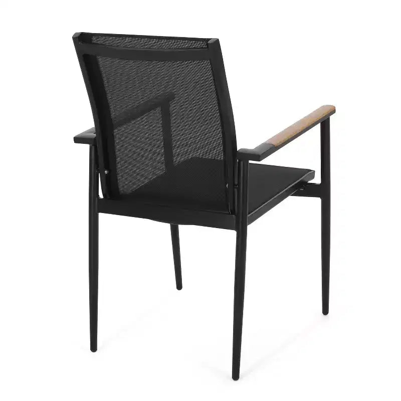 Christopher Knight Home Naop Outdoor 7 Piece Mesh and Aluminum Dining Set, Black