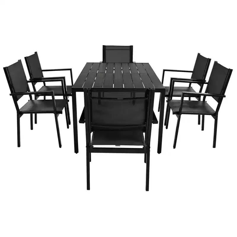 Whisen 7-Piece Weather Resistant Steel Outdoor Table and Chair Dining Sets, Patio Dining Set for Balcony, Backyard