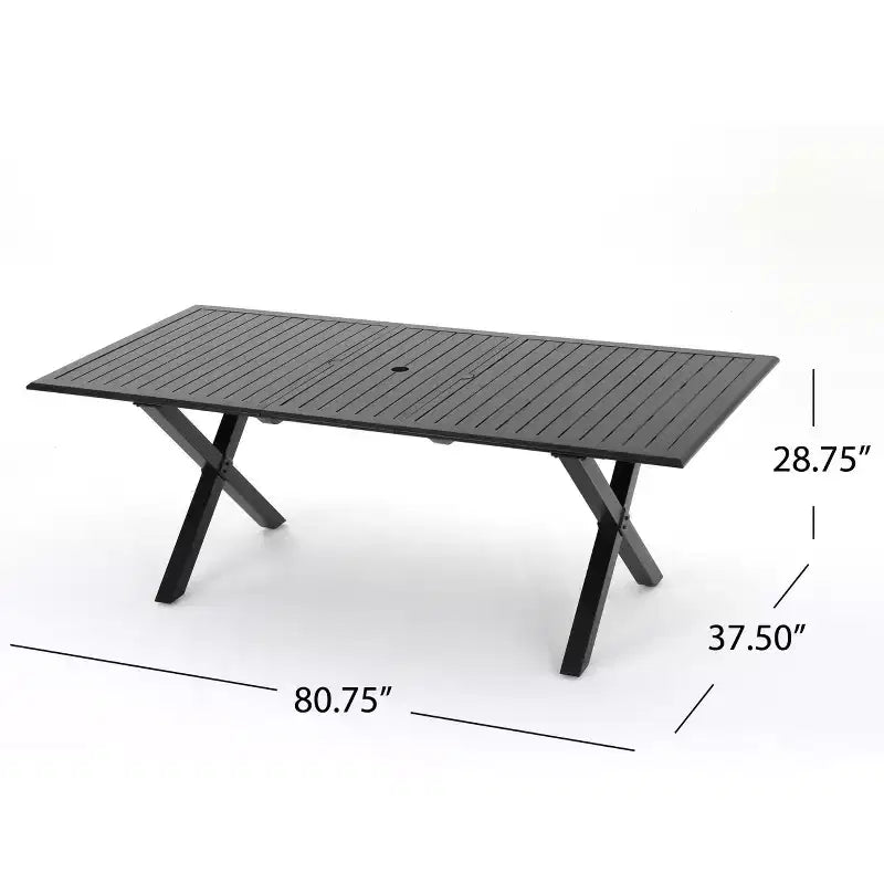 GDFStudio Benway Outdoor Wicker and Aluminum 7 Piece Dining Set with Cushion, Light Brown/Black