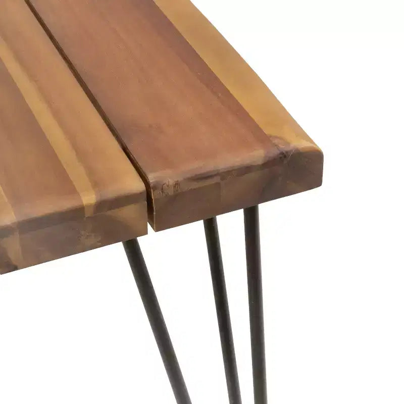 Ensemble de salle à manger GDFStudio Santa de 7 pièces en osier et bois d'acacia avec coussin, teck/multibrun