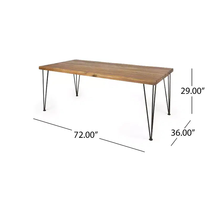 Ensemble de salle à manger GDFStudio Santa de 7 pièces en osier et bois d'acacia avec coussin, teck/multibrun