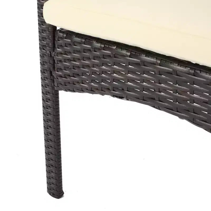 Ensemble de salle à manger GDFStudio Santa de 7 pièces en osier et bois d'acacia avec coussin, teck/multibrun