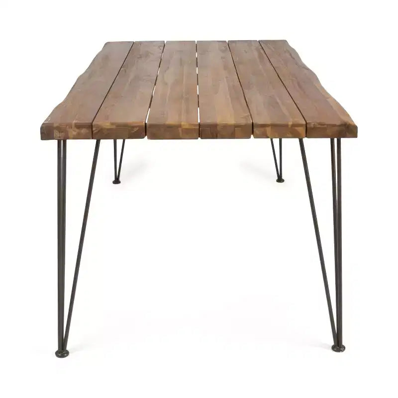 Ensemble de salle à manger GDFStudio Santa de 7 pièces en osier et bois d'acacia avec coussin, teck/multibrun