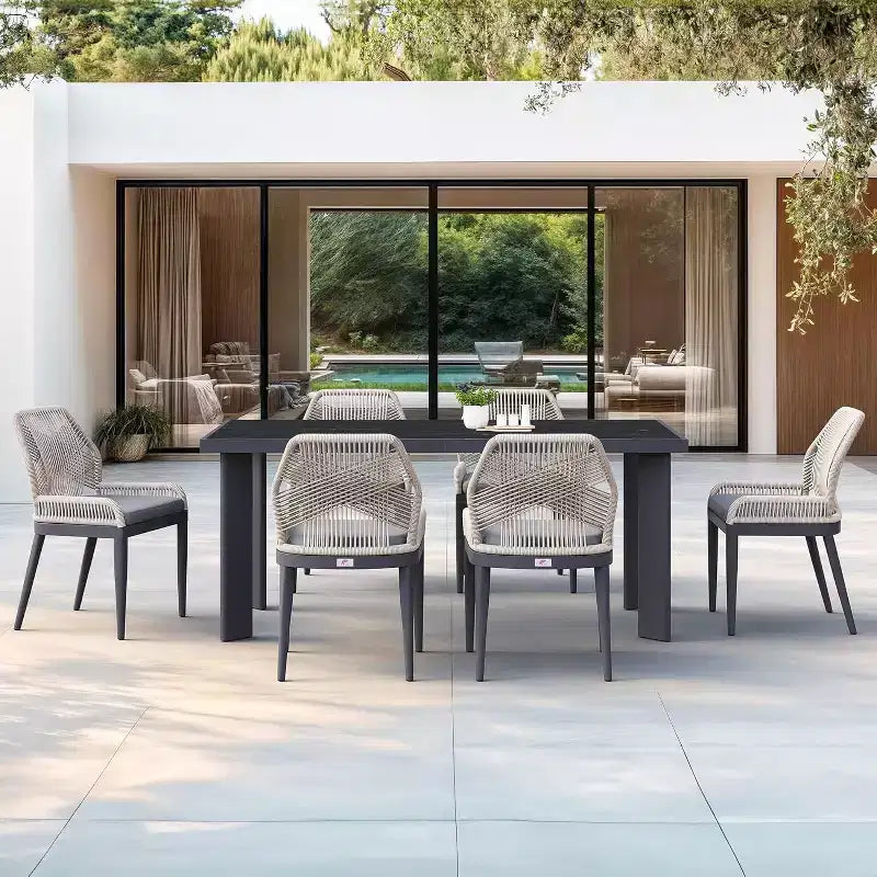 PURPLE LEAF Dining Set Patio Metal Table and Wicker Rattan Chairs for Outside Porch Garden Kitchen Modern Outdoor Furniture Sets